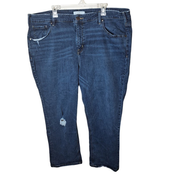 Lane Bryant Women 26W Distressed High Rise Stretch Straight Crop Denim Jeans - Picture 1 of 5